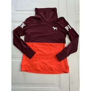 Pink Victorias Secret Womens Sweatshirt Long Sleeve Turtle Neck Orange Maroon M